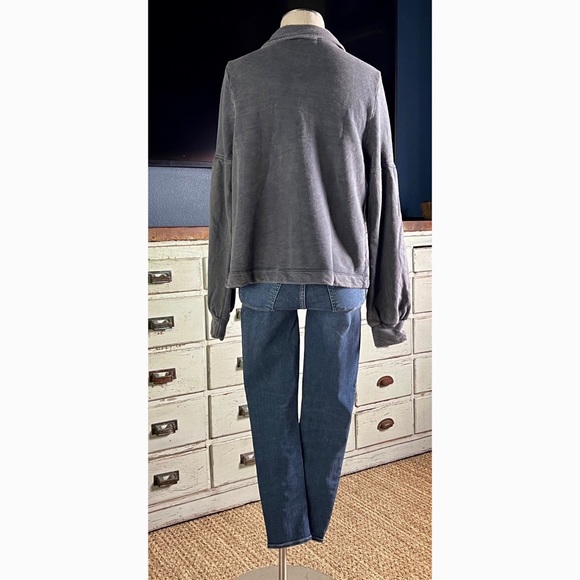 Anthropologie Melora Puff Sleeve Grey Shirt Jacket Shacket NWT New L - Picture 15 of 16